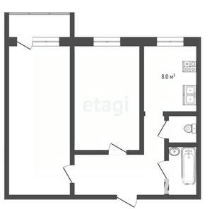 2-к квартира, вторичка, 43м2, 3/10 этаж