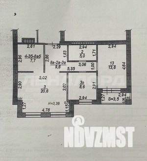 3-к квартира, вторичка, 65м2, 3/4 этаж