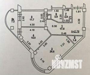 2-к квартира, вторичка, 76м2, 11/18 этаж