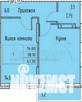 1-к квартира, вторичка, 39м2, 17/26 этаж