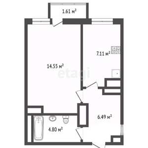 1-к квартира, вторичка, 33м2, 12/25 этаж
