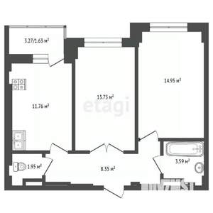 2-к квартира, вторичка, 54м2, 15/20 этаж