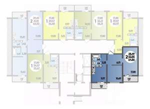 2-к квартира, строящийся дом, 55м2, 16/17 этаж