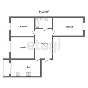 3-к квартира, вторичка, 85м2, 6/24 этаж