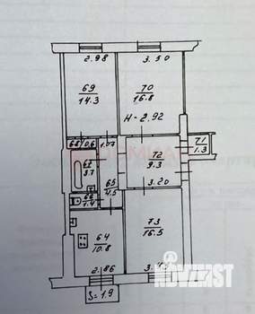 3-к квартира, вторичка, 80м2, 2/4 этаж