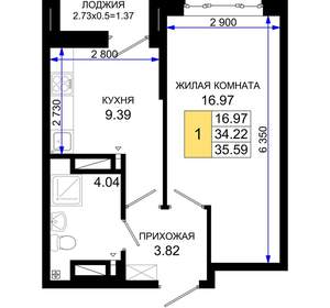 1-к квартира, вторичка, 36м2, 25/25 этаж