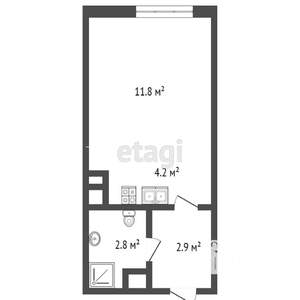 Студия квартира, вторичка, 28м2, 2/9 этаж