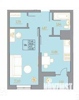 1-к квартира, вторичка, 43м2, 11/22 этаж