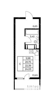 Студия квартира, вторичка, 24м2, 5/25 этаж