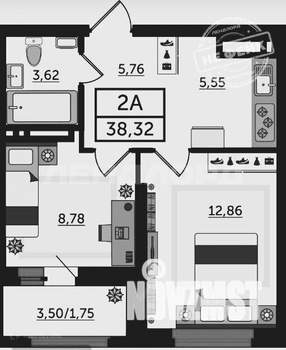 2-к квартира, вторичка, 38м2, 13/23 этаж