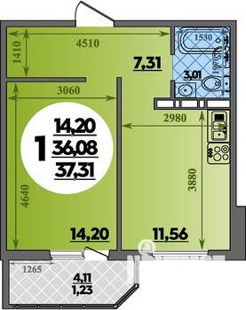 1-к квартира, вторичка, 37м2, 17/17 этаж