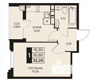 1-к квартира, вторичка, 32м2, 7/12 этаж