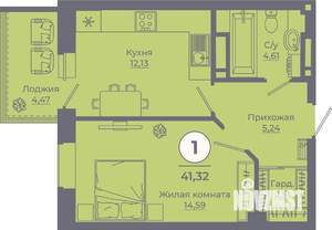 1-к квартира, вторичка, 41м2, 7/24 этаж
