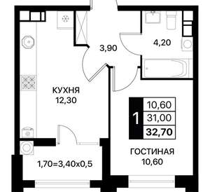 1-к квартира, вторичка, 32м2, 11/12 этаж