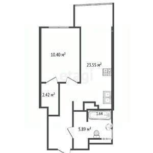 1-к квартира, вторичка, 42м2, 23/24 этаж