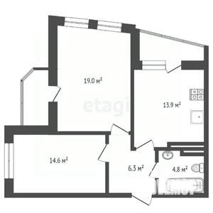 2-к квартира, вторичка, 59м2, 3/25 этаж