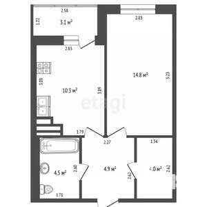 1-к квартира, вторичка, 40м2, 15/22 этаж