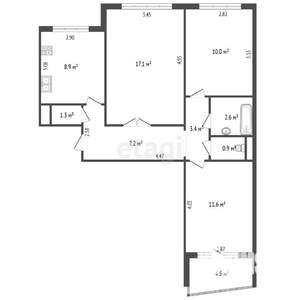 3-к квартира, вторичка, 63м2, 7/9 этаж