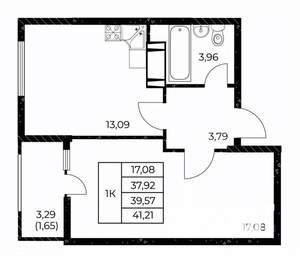 1-к квартира, вторичка, 41м2, 12/25 этаж