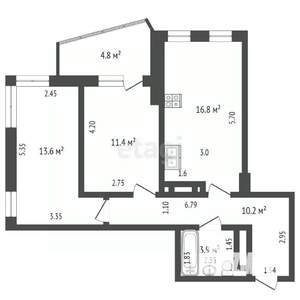 2-к квартира, вторичка, 57м2, 10/26 этаж