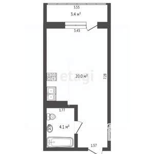 Студия квартира, вторичка, 28м2, 11/19 этаж