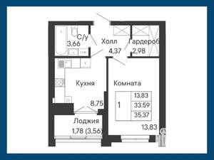 1-к квартира, вторичка, 35м2, 6/8 этаж