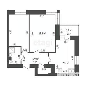 2-к квартира, вторичка, 56м2, 1/11 этаж