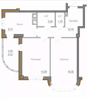 2-к квартира, вторичка, 66м2, 3/8 этаж