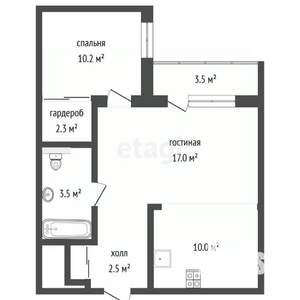 1-к квартира, вторичка, 41м2, 14/25 этаж