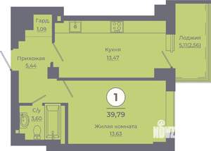 1-к квартира, вторичка, 40м2, 12/24 этаж