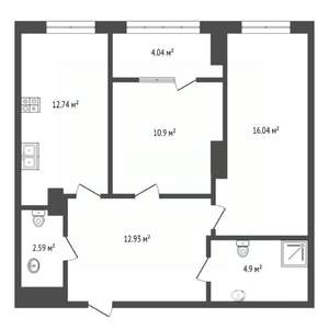 3-к квартира, вторичка, 60м2, 24/26 этаж