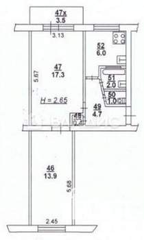 2-к квартира, вторичка, 46м2, 2/5 этаж