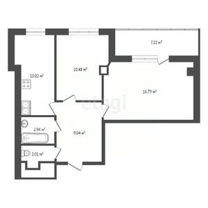 2-к квартира, вторичка, 59м2, 9/20 этаж