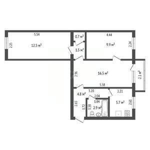 3-к квартира, вторичка, 55м2, 5/5 этаж