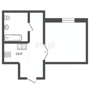 1-к квартира, вторичка, 19м2, 1/2 этаж