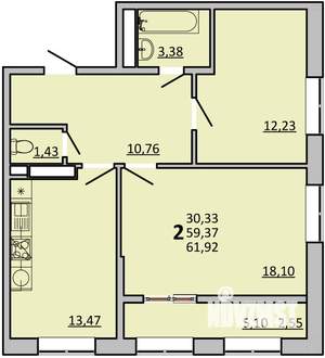 2-к квартира, вторичка, 62м2, 10/20 этаж