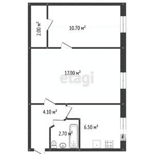 2-к квартира, вторичка, 45м2, 1/5 этаж