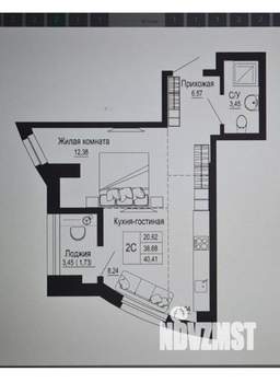2-к квартира, вторичка, 40м2, 6/24 этаж