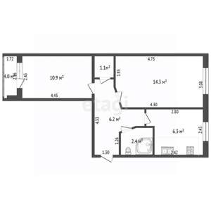 2-к квартира, вторичка, 45м2, 4/5 этаж