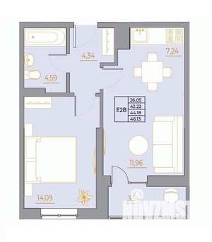 2-к квартира, вторичка, 46м2, 11/22 этаж