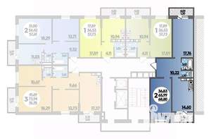 2-к квартира, вторичка, 69м2, 19/21 этаж