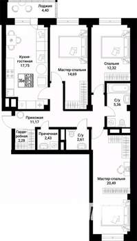 3-к квартира, вторичка, 91м2, 3/10 этаж