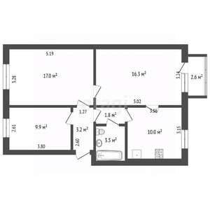 3-к квартира, вторичка, 62м2, 5/5 этаж