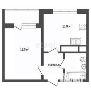 1-к квартира, вторичка, 30м2, 3/17 этаж