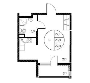 Студия квартира, вторичка, 28м2, 2/25 этаж