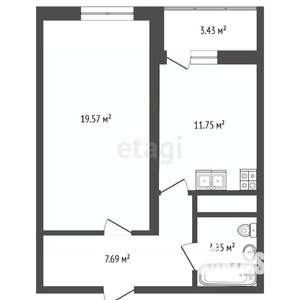 1-к квартира, вторичка, 46м2, 15/21 этаж