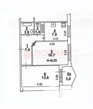 2-к квартира, вторичка, 49м2, 1/9 этаж