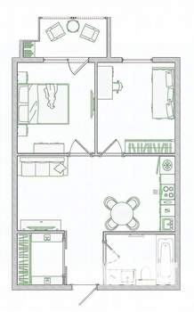 2-к квартира, вторичка, 57м2, 19/23 этаж