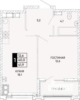 1-к квартира, вторичка, 42м2, 13/24 этаж