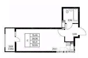 Студия квартира, вторичка, 32м2, 18/25 этаж